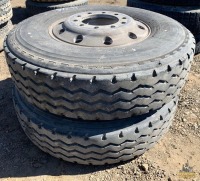 (2) Bridgestone 315/80R22.5 Tires W/ Rims