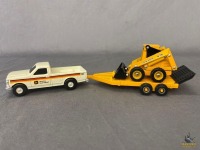 1/64 Ertl Ford Pickup w/Trailer & John Deere Skid Steer