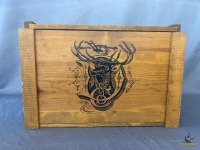 John Deere Wooden Box w/John Deere Oil