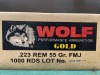 Wolf .223 Rem Brick - 1,000 Loaded Rounds-Brass Casing - 2