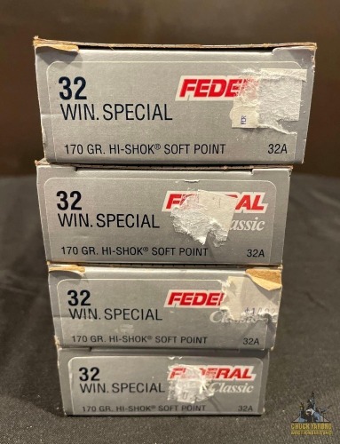 (4) Federal 32 Win Spcl Ammo Boxes