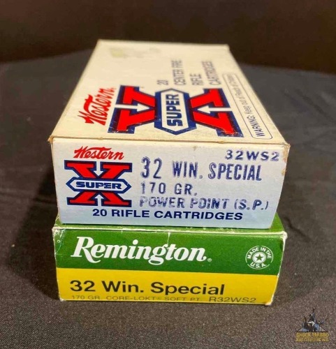 (2) Assorted 32 Win Spcl Ammo Boxes