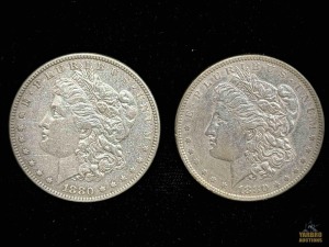 (2) 1880 Morgan Silver Dollars