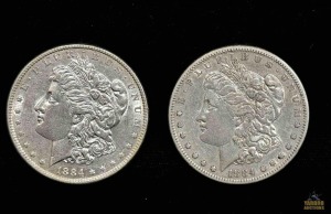 (2) 1884 Morgan Silver Dollars