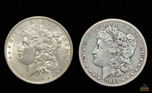 (2) 1884 Morgan Silver Dollars