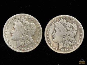 (2) 1885-S Morgan Silver Dollars