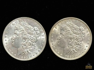 (2) 1885-P Morgan Silver Dollars