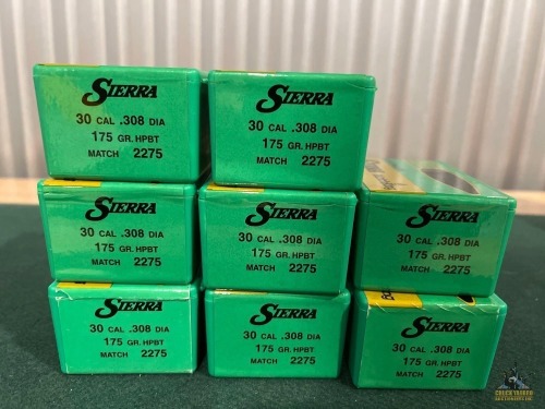 (8) Boxes Sierra .308 175 Grain