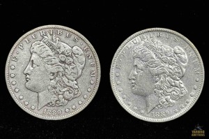 (2) 1889-O Morgan Silver Dollars