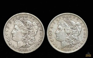 (2) 1891 Morgan Silver Dollar