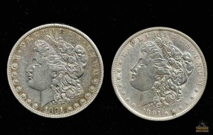 (2) 1891-S Morgan Silver Dollar