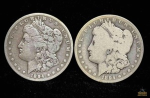 (2) 1894 Morgan Silver Dollars