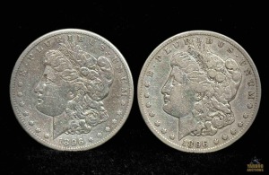 (2) 1896-S Morgan Silver Dollars