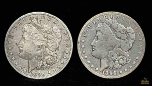 (2) 1896-S Morgan Silver Dollars