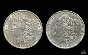 (2) 1896-P Morgan Silver Dollar