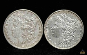 (2) 1898-P Morgan Silver Dollar