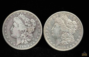 (2) 1899-S Morgan Silver Dollar