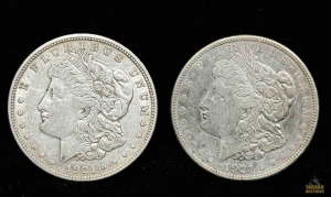 (2) 1921-D Morgan Silver Dollars