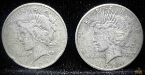 (2) 1924 Peace Dollars