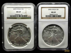 (2) 2005 American Eagle Silver Dollar