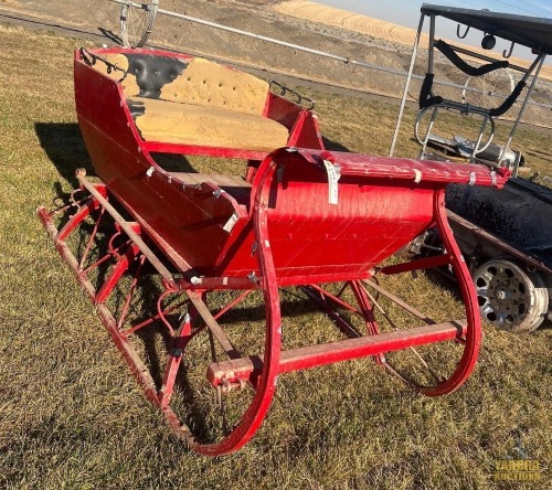 48" X 82" Wooden Sleigh w/Metal Skis