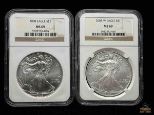 (2) 2008-W American Eagle Silver Dollar