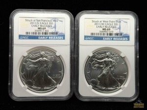 (2) 2011 American Eagle Silver Dollars