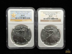 (2) 2011 American Eagle Silver Dollars