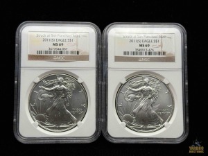 (2) 2011-S American Eagle Silver Dollars