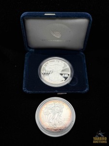 (2) 2012-W American Eagle Silver Dollars