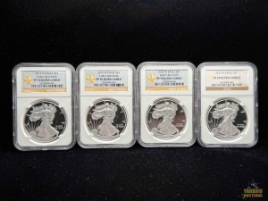 (4) 2012-W American Eagle Silver Dollars