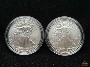 (2) 2013-W American Eagle Silver Dollars