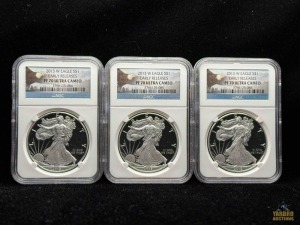 (3) 2012-W American Eagle Silver Dollars Early Releases