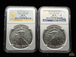 (2) 2013-W American Eagle Silver Dollars Early Releases