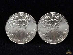 (2) 2013 American Eagle Silver Dollars