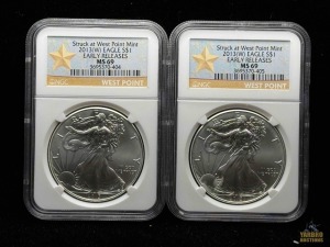 (2) 2013-W American Eagle Silver Dollars Early Releases