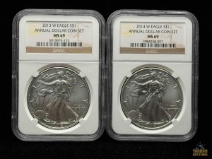 (2) 2013-W American Eagle SilverAnnual Dollar Coin Set