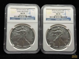 (2) 2014-W American Eagle Silver Dollars Early Releases