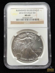 2014-W Burnished American Eagle Silver Dollar