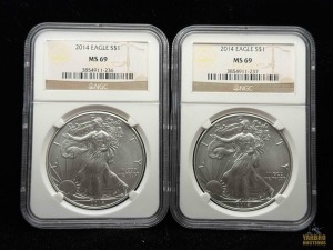 (2) 2014 American Eagle Silver Dollars