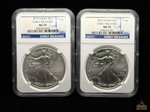 (2) 2015 American Eagle Silver Dollars Early Releases