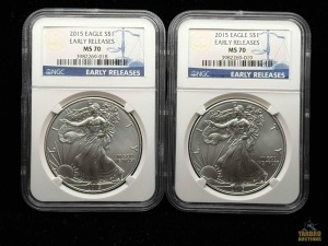 (2) 2015 American Eagle Silver Dollars Early Releases