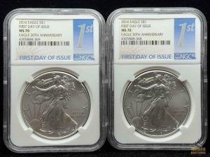 (2) 2016 American Eagle Silver Dollar 30th Anniversary