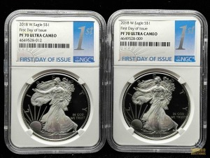 (2) 2018-W American Eagle Silver Dollar