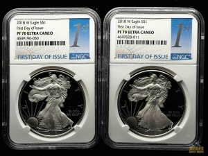 (2) 2018-W American Eagle Silver Dollar