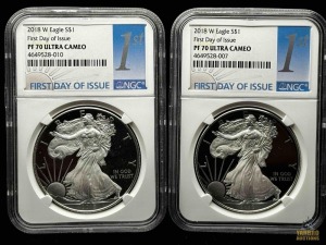 (2) 2018-W American Eagle Silver Dollar