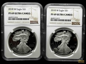 (2) 2018-W American Eagle Silver Dollar