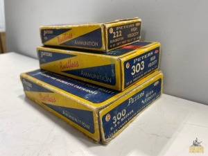 3- Vintage Peters Ammunition 222, 303, 300