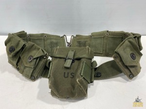 USMC M1923 Cartridge Belt w/ M56 Ammo Pouch & 1945 M1 Ammo Bag