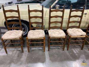 (4) Wicker Ladder Back Dining Chairs